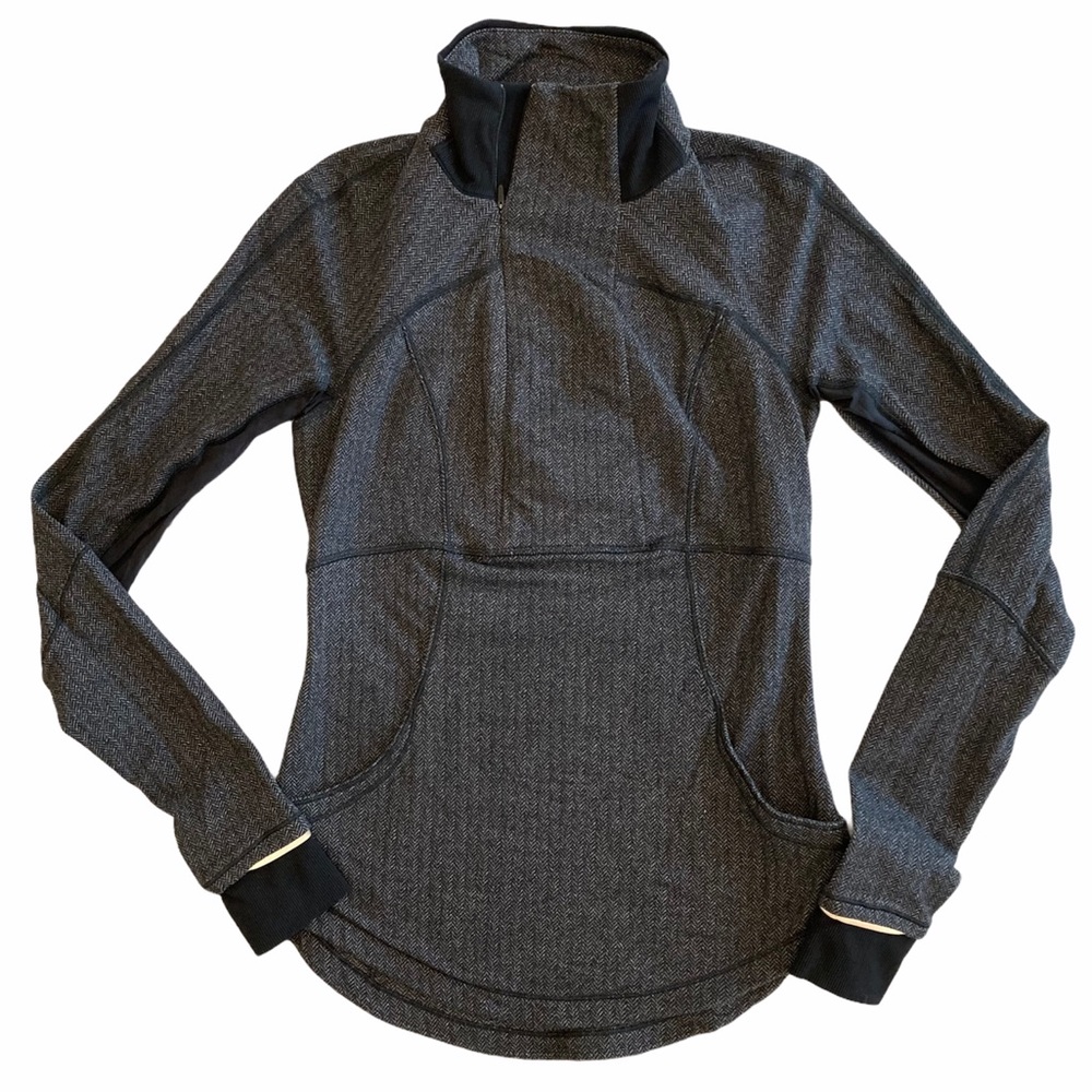 Lululemon 6 black/grey herringbone pullover jacket